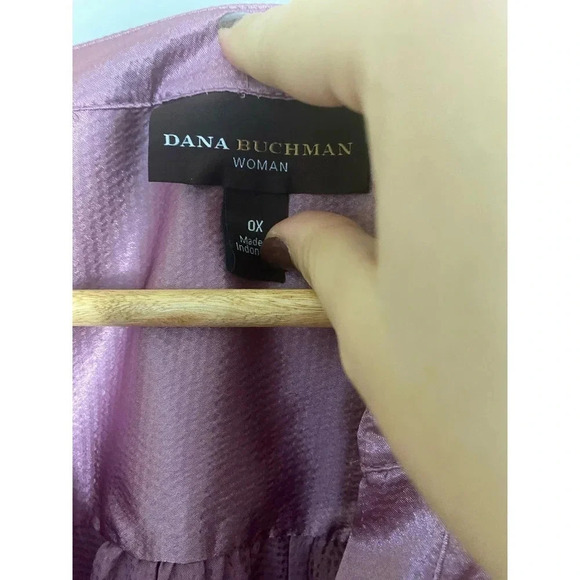 Dana Buchman Purple Satin Shirt Size 0X - Picture 3 of 6